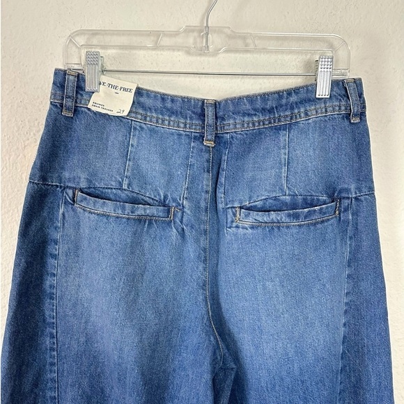 Free People Equinox Denim Trousers Lake Life Blue 29 Wide Leg Jeans Slouchy - Picture 8 of 16